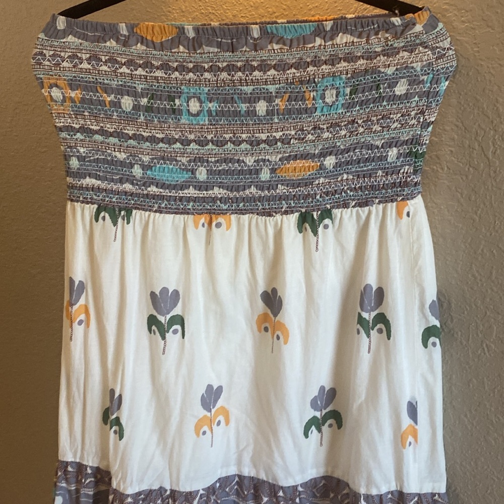 Magazine Floral Print Strapless Maxi Dress / Size Large - Picture 9 of 11